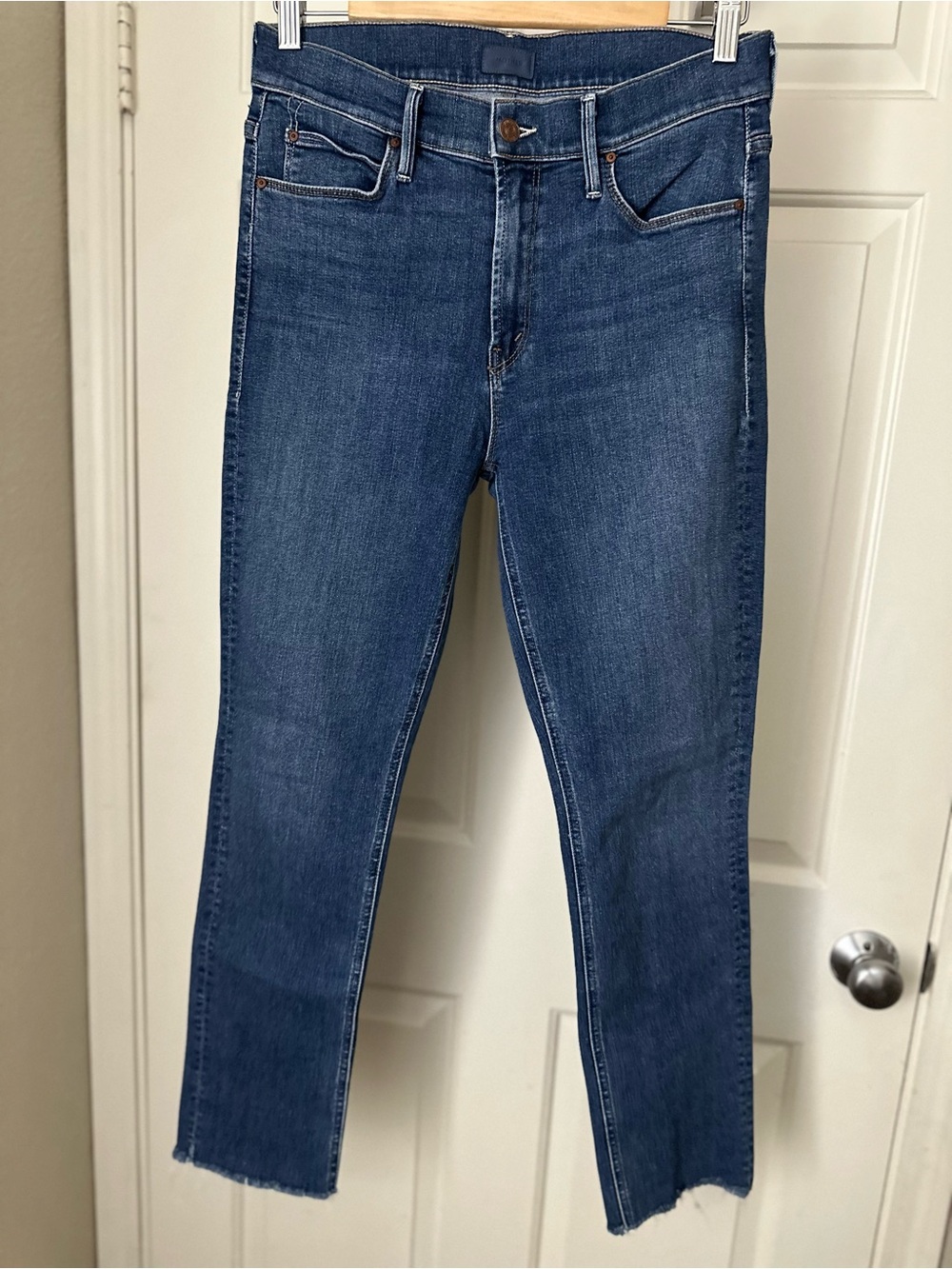 Mother Mid Rise Dazzler Ankle Fray